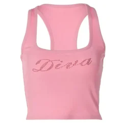 Y2K Tops|Crop Tops*Boogzel Clothing Diva Rhinestone Halter Top Pink