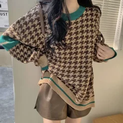 Sweaters*Boogzel Clothing Dogtooth Check Grandma Sweater