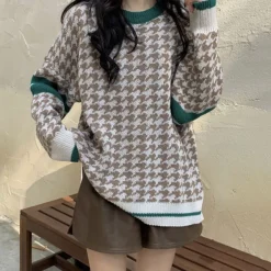 Sweaters*Boogzel Clothing Dogtooth Check Grandma Sweater