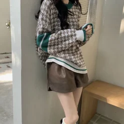 Sweaters*Boogzel Clothing Dogtooth Check Grandma Sweater