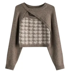 Sweaters*Boogzel Clothing Dogtooth Check Top & Sweater Co-Ord