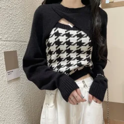 Sweaters*Boogzel Clothing Dogtooth Check Top & Sweater Co-Ord