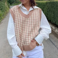 Knit Vests*Boogzel Clothing Dogtooth Check Vest