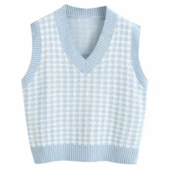 Knit Vests*Boogzel Clothing Dogtooth Check Vest