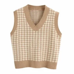 Knit Vests*Boogzel Clothing Dogtooth Check Vest