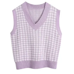 Knit Vests*Boogzel Clothing Dogtooth Check Vest