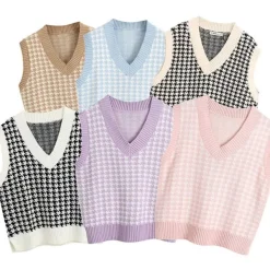 Knit Vests*Boogzel Clothing Dogtooth Check Vest