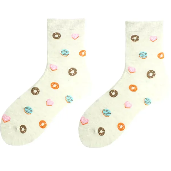 Socks*Boogzel Clothing Donut Print Socks White