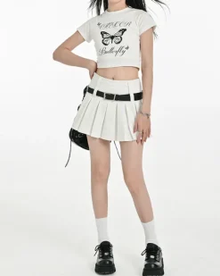 Belts & Chains|Skirts*Boogzel Clothing Double Belt Pleated Mini Skirt