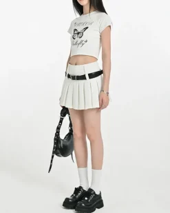 Belts & Chains|Skirts*Boogzel Clothing Double Belt Pleated Mini Skirt