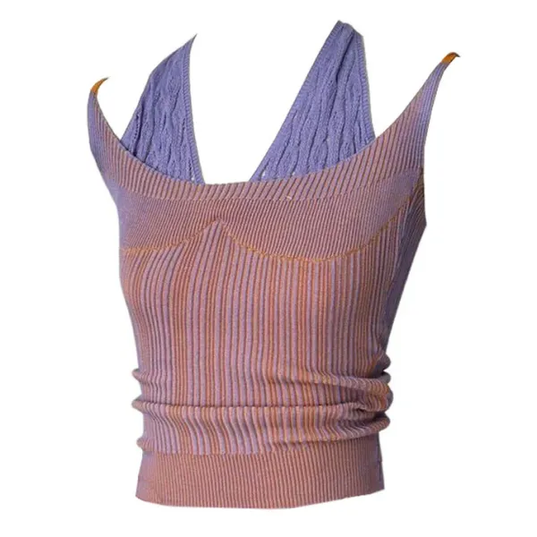 Y2K Tops*Boogzel Clothing Double Layered Y2K Knit Halter Top