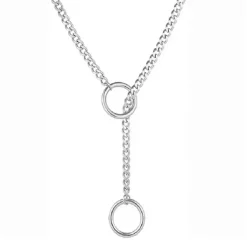 Necklaces & Chokers*Boogzel Clothing Double Ring Drop Chain Necklace Silver