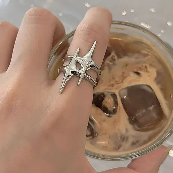 Rings*Boogzel Clothing Double Star Aesthetic Ring Silver