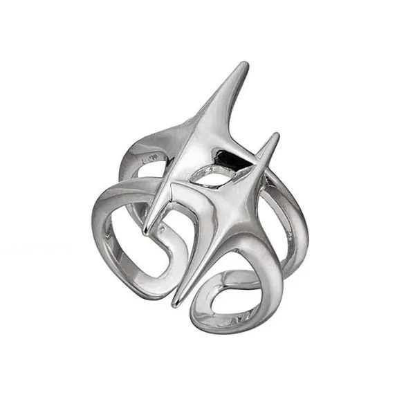 Rings*Boogzel Clothing Double Star Aesthetic Ring Silver
