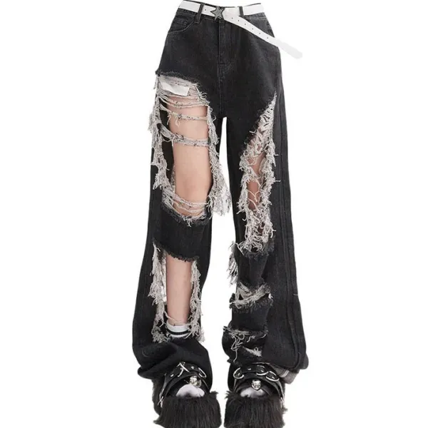 Jeans*Boogzel Clothing Downtown Girl Aesthetic Destroyed Jeans Black