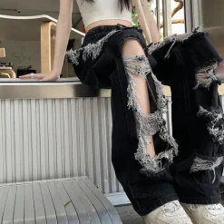 Jeans*Boogzel Clothing Downtown Girl Aesthetic Destroyed Jeans Black