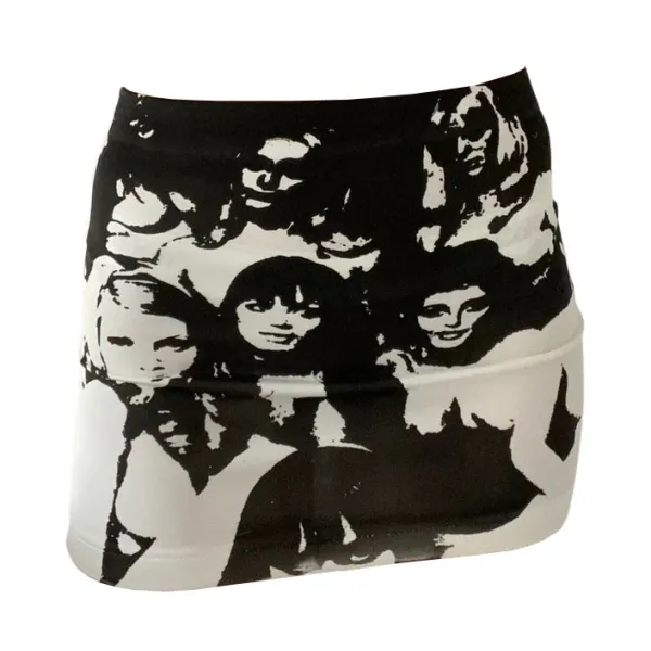 Skirts*Boogzel Clothing Downtown Girl Aesthetic Print Skirt Black/white