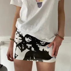 Skirts*Boogzel Clothing Downtown Girl Aesthetic Print Skirt Black/white