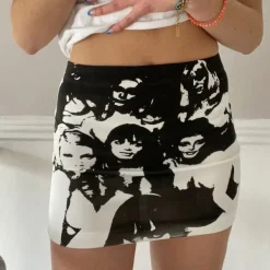 Skirts*Boogzel Clothing Downtown Girl Aesthetic Print Skirt Black/white