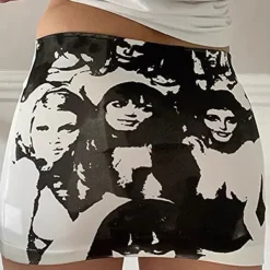 Skirts*Boogzel Clothing Downtown Girl Aesthetic Print Skirt Black/white