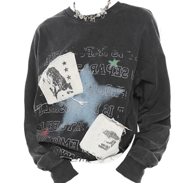 Sweatshirts*Boogzel Clothing Downtown Girl Aesthetic Sweatshirt DarkGrey