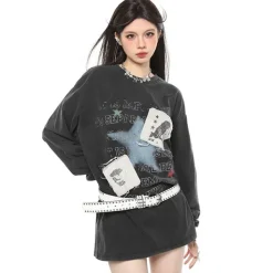 Sweatshirts*Boogzel Clothing Downtown Girl Aesthetic Sweatshirt DarkGrey