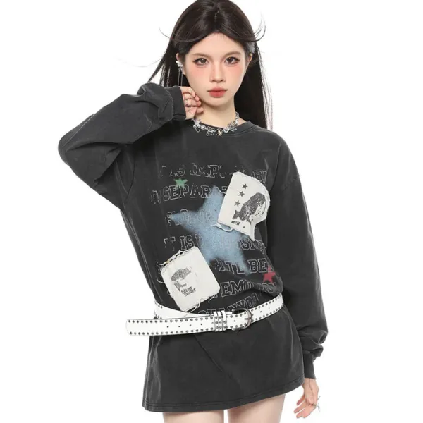 Sweatshirts*Boogzel Clothing Downtown Girl Aesthetic Sweatshirt DarkGrey