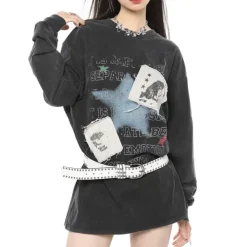 Sweatshirts*Boogzel Clothing Downtown Girl Aesthetic Sweatshirt DarkGrey