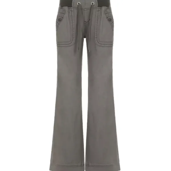 Pants & Trousers*Boogzel Clothing Downtown Girl Drawstring Denim Pants Grey