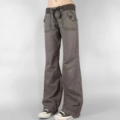 Pants & Trousers*Boogzel Clothing Downtown Girl Drawstring Denim Pants Grey