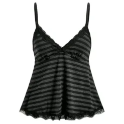 Y2K Tops*Boogzel Clothing Downtown Girl Striped Tank Top Grey/black