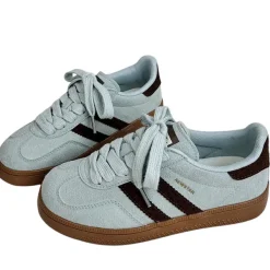 Aesthetic Sneakers*Boogzel Clothing Dusty Blue & Brown Stripe Sneakers Blue/brown