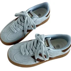 Aesthetic Sneakers*Boogzel Clothing Dusty Blue & Brown Stripe Sneakers Blue/brown