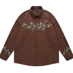 Long Sleeve Tops*Boogzel Clothing Earthcore Aesthetic Floral Button-Up Shirt