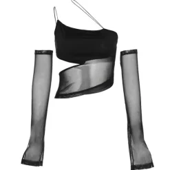 Long Sleeve Tops*Boogzel Clothing E-girl Cut Out Mesh Top Black