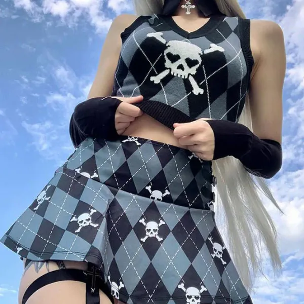 Argyle Sweaters & Vests|Knit Vests*Boogzel Clothing Emo Aesthetic Argyle Vest Black/grey