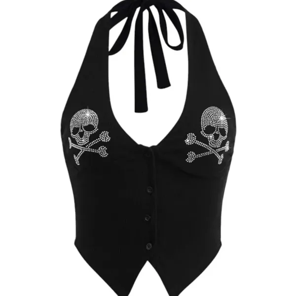 Y2K Tops|Crop Tops*Boogzel Clothing Emo Aesthetic Halter Top Black
