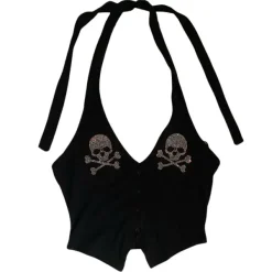 Y2K Tops|Crop Tops*Boogzel Clothing Emo Aesthetic Halter Top Black