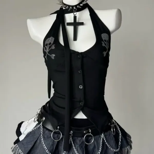 Y2K Tops|Crop Tops*Boogzel Clothing Emo Aesthetic Halter Top Black