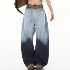 Mens|Jeans*Boogzel Clothing Faded Gradient Baggy Jeans DarkBlue
