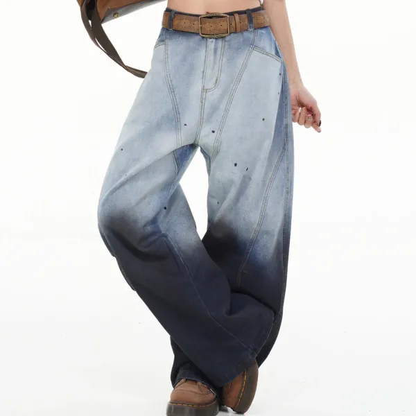 Mens|Jeans*Boogzel Clothing Faded Gradient Baggy Jeans DarkBlue