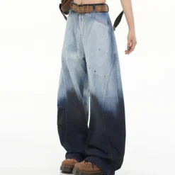 Mens|Jeans*Boogzel Clothing Faded Gradient Baggy Jeans DarkBlue