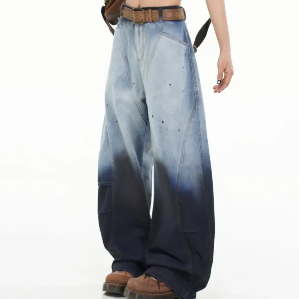 Mens|Jeans*Boogzel Clothing Faded Gradient Baggy Jeans DarkBlue