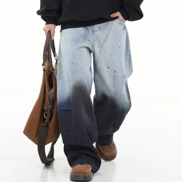 Mens|Jeans*Boogzel Clothing Faded Gradient Baggy Jeans DarkBlue
