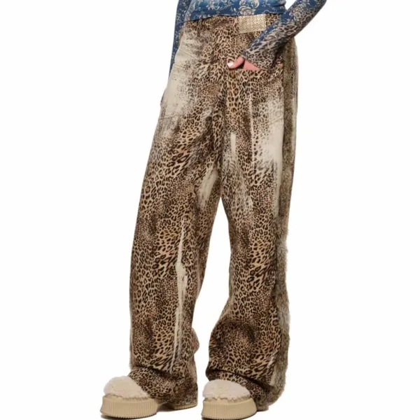 Pants & Trousers*Boogzel Clothing Faded Leopard Print Wide-Leg Trousers Brown