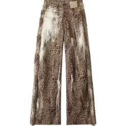 Pants & Trousers*Boogzel Clothing Faded Leopard Print Wide-Leg Trousers Brown