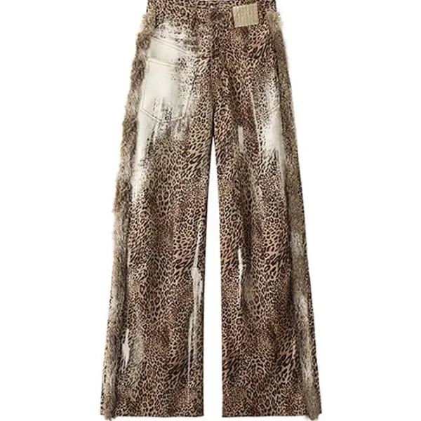 Pants & Trousers*Boogzel Clothing Faded Leopard Print Wide-Leg Trousers Brown