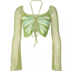 Y2K Tops|Crop Tops*Boogzel Clothing Fairy Butterfly Halter Crop Top Green