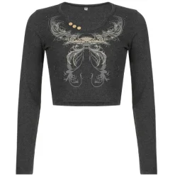 Long Sleeve Tops*Boogzel Clothing Fairy Grunge Aesthetic Crop Top DarkGrey
