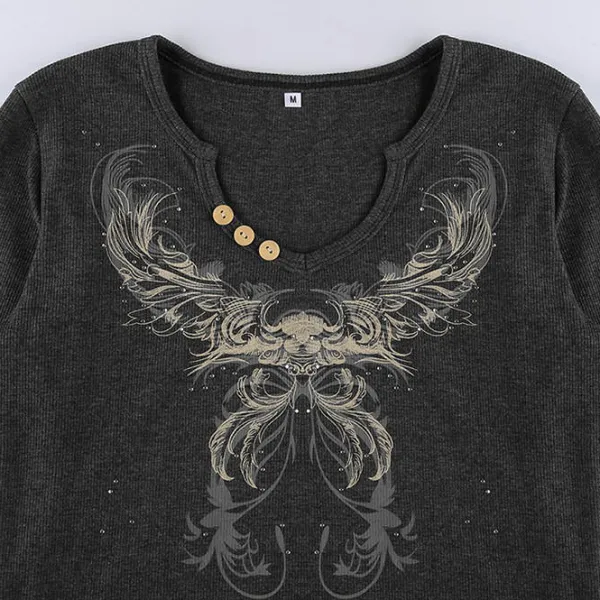 Long Sleeve Tops*Boogzel Clothing Fairy Grunge Aesthetic Crop Top DarkGrey